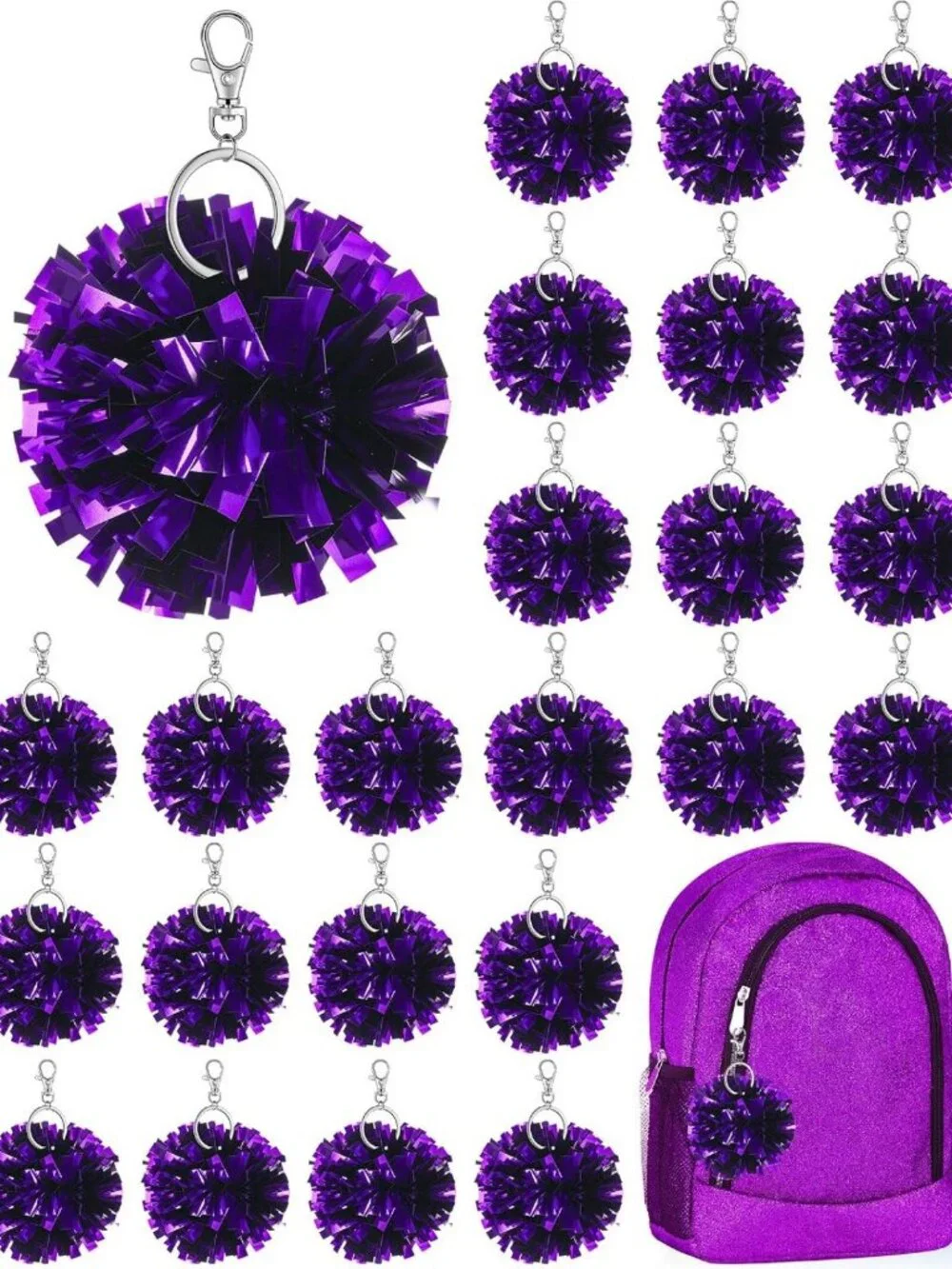 Cheerleader Pom Pom Keychain Charm - Fun Gift for Cheerleading Fans